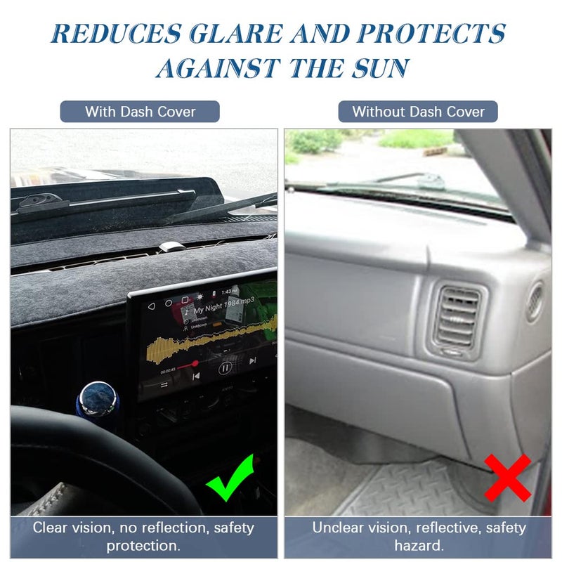 KEDAKEJI Dashboard Cover Mat Compatible with 1999-2006 Chevy Silverado/GMC Sierra,2000-2006 GMC Yukon XL/Chevy Tahoe Suburban Avalanche Dash Cover Mat Carpet Premium,Black - Image 4